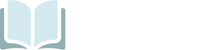 Logo firmy "Educine" składające się z stylizowanej, otwartej księgi z jasnoniebieskimi stronami oraz tekstu "Educine" w kolorze białym. Całość na czarnym, przezroczystym tle.